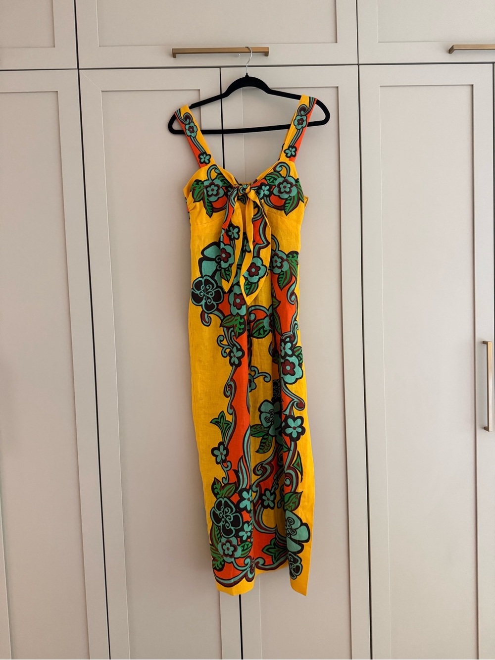 Alemais Yellow Orange Floral Twist-Front Midi Dress - Picture 5 of 7